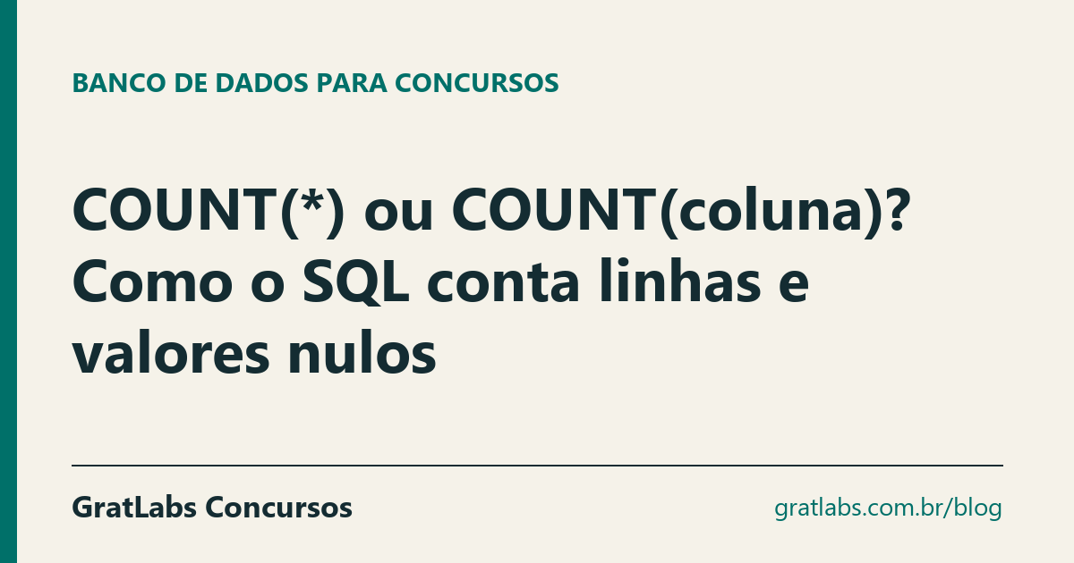 COUNT(*) ou COUNT(coluna)? Como o SQL conta linhas e valores nulos